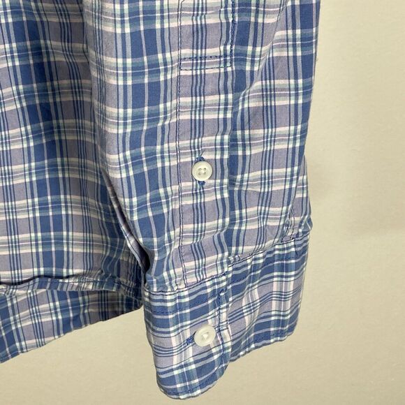 American Eagle Shirt Mens M Blue Lavender Button Down Plaid Long Sleeve Preppy - Picture 6 of 12